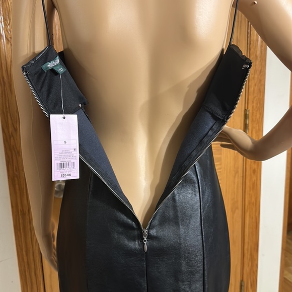 Black Faux Leather Bodycon Mini Dress with Silver Exposed Back Zipper Sm… - Picture 8 of 12